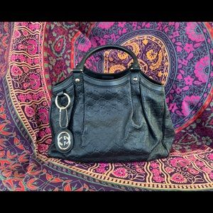 Gucci Sukey Medium Guccissima Leather Tote, Black